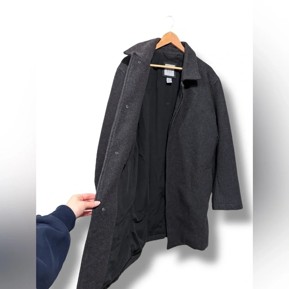 GAP Men's Charcoal Grey Wool Long Winter Car Coat Size Large